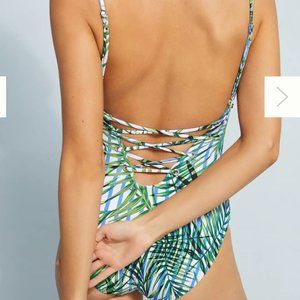 Red Carter Palm Party One-piece strappy swimsuit